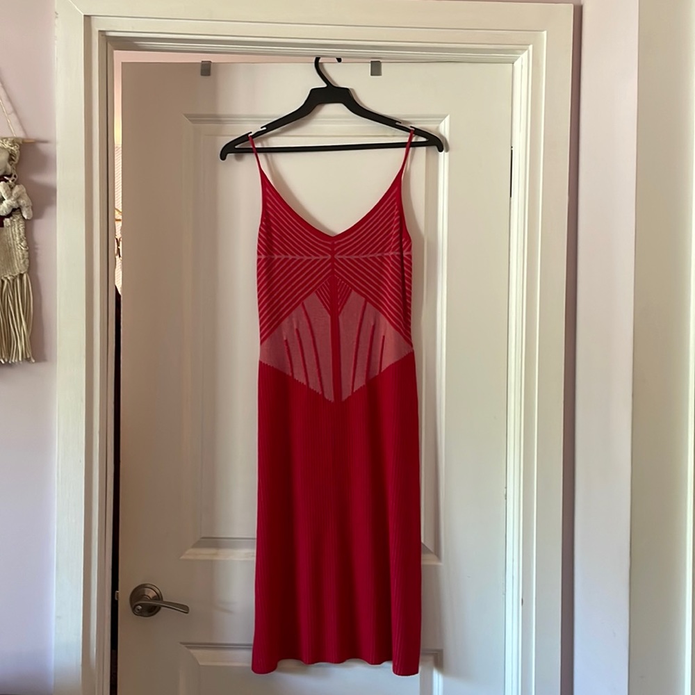 Malo Red Strappy Stretchy Knit Midi Dress 🧶🌹 IT 46 | US 10